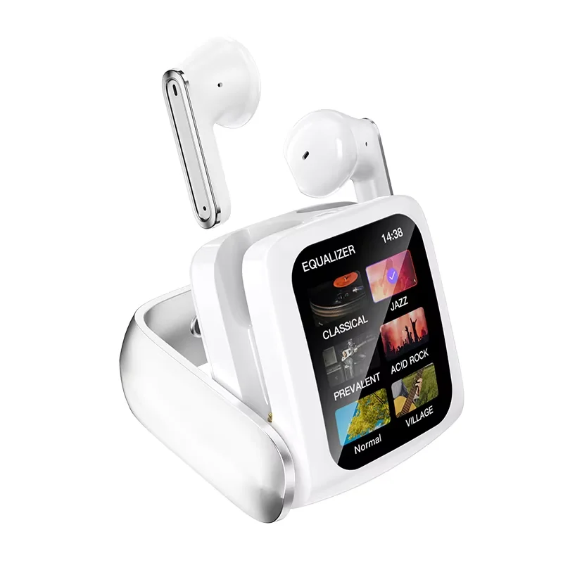 T71 Big LCD Touch Screen TWS ENC 2024 Earphone BT Call Headphone Noise Cancelling True Wireless Earbuds with Touch Screen