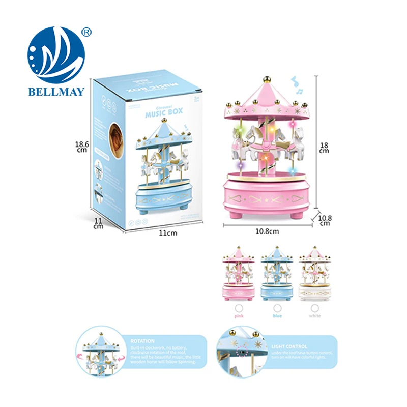 Bemay игрушка заводная карусель музыкальная шкатулка со светом и музыкой для