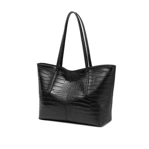 Fashion Ladies Large Capacity One-shoulder Diagonal Crocodile Pattern Handbags Woman Tote Bag