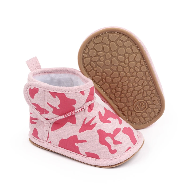 New Winter Fleece Thickened Soft Base Camouflage Anti-slip Baby Girls and Boys Warm Cotton Boots manufacture