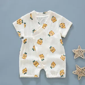 Muslin Baby Clothes Summer Casual Cartoon ODM Short-Sleeved One-Piece Knitted Homewear Rompers