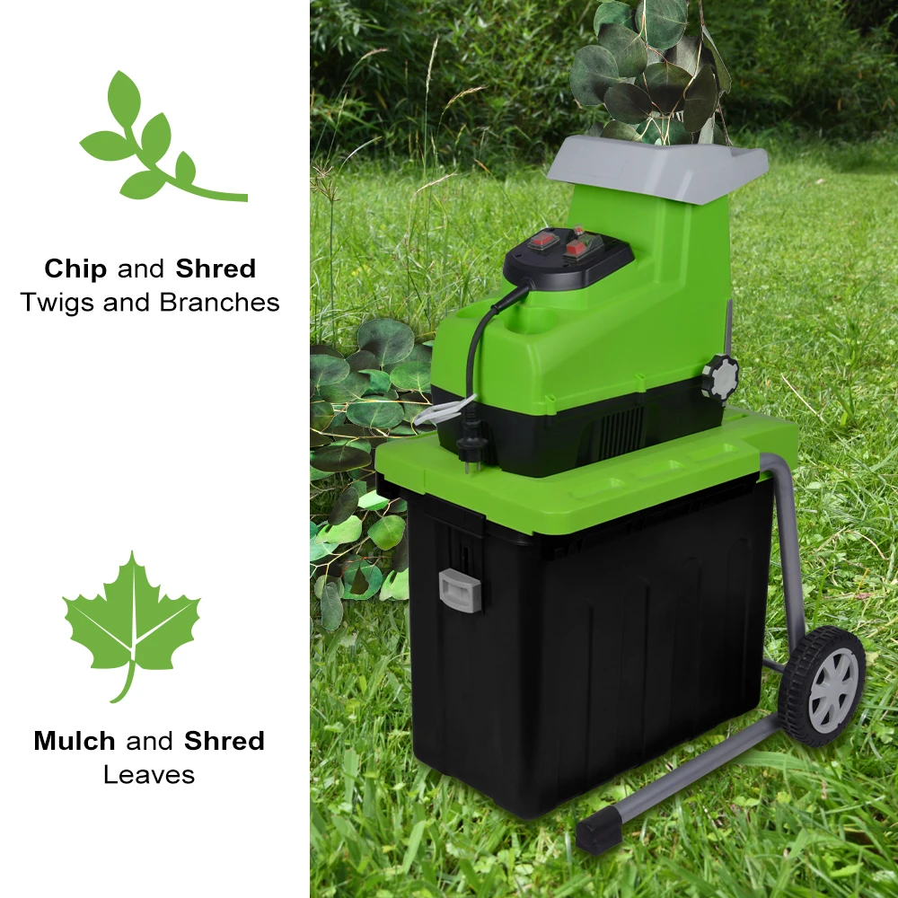 VERTAK Electric Wood Chipper Leaf Mulcher Tree Branches Wood Shredder ...