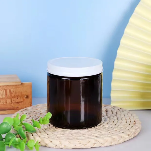 16oz Amber Clear Big Size Luxury Empty Straight Sided Glass Candle Jar ...
