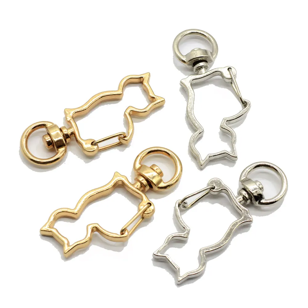 100Pcs Cute Rabbit Keychain Iron Swivel Lobster Clasp Snap Hook  for DIY Jewelry  Making Findings