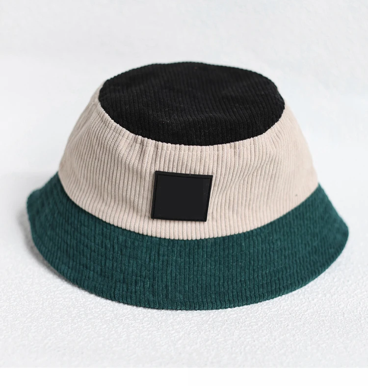 Wholesale custom private label oem logo colorful two tone designer big oversize unisex patchwork warm thin corduroy bucket hat