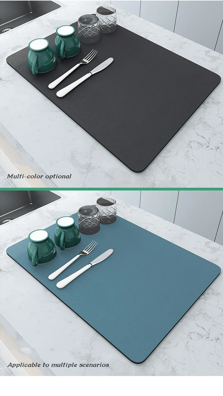 Kitchen Countertop Diatomite Drain Mat Heat Resistant Dish Absorbent ...