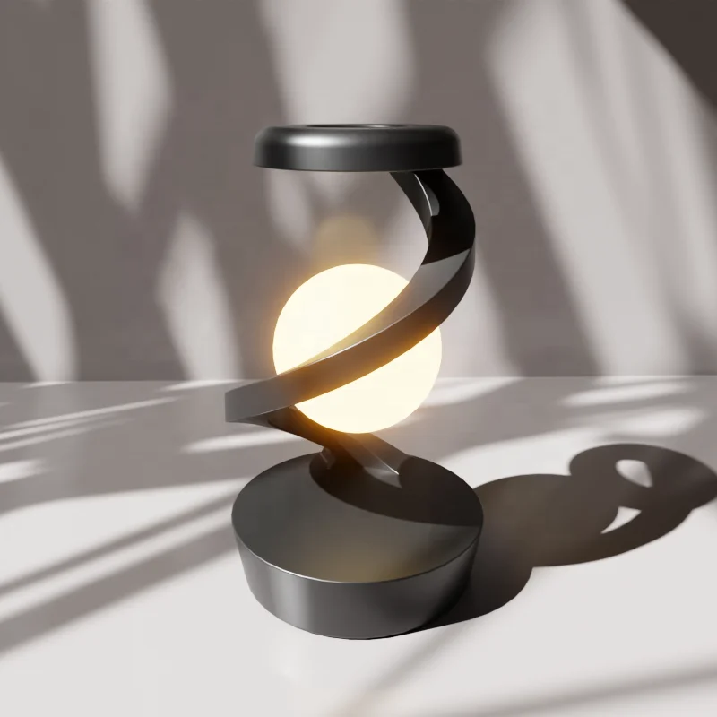 Rotating Levitating Lamp Wireless Charging Night Light RGB Bedside Atmosphere Lamp with Fast Charging Function for Phones
