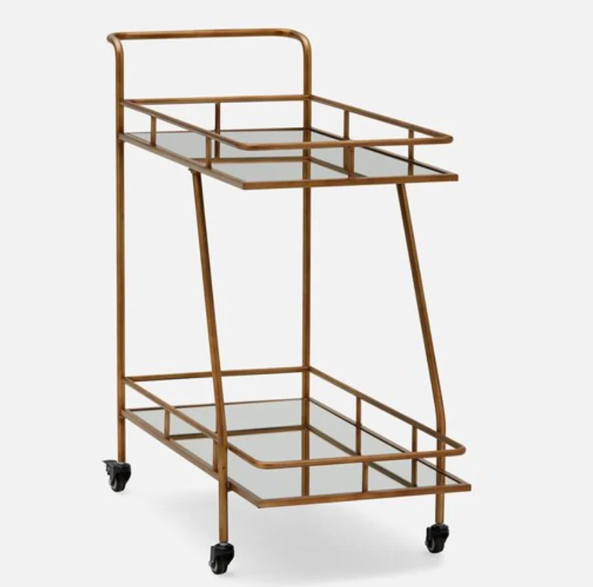 2024 Роскошные Горячие продажи металлические барные тележки со стеклом-античное золото