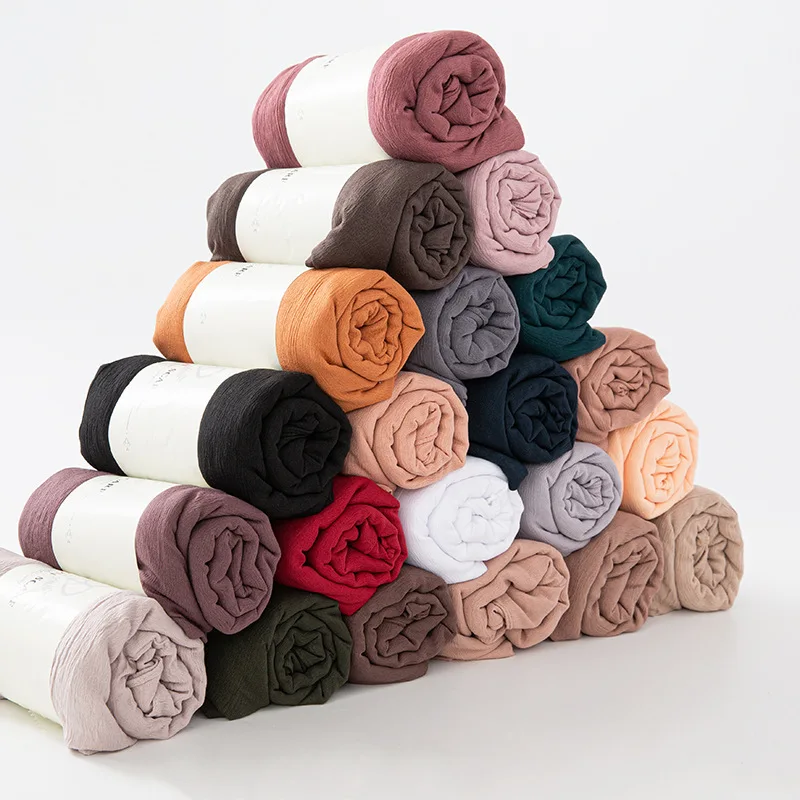 Factory Custom Latest Hijab Designs 2024 Bubble Satin Scarf Wrap Premium Matte Satin Cotton Jersey Hijab