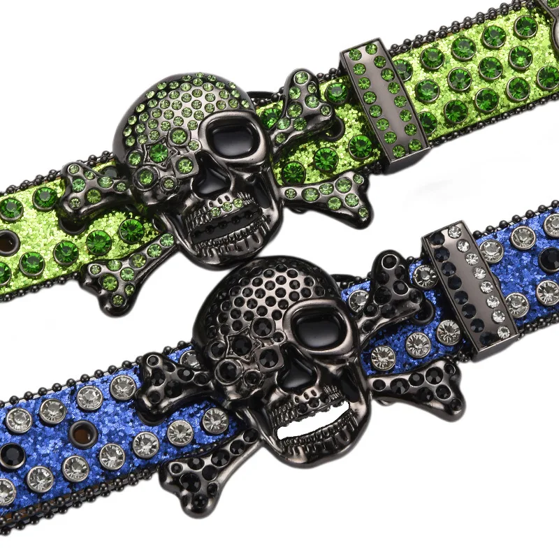 Ceinture Homme Crâne Boucle Alliage - Cuir PU 130cm Style Rock Halloween - 9