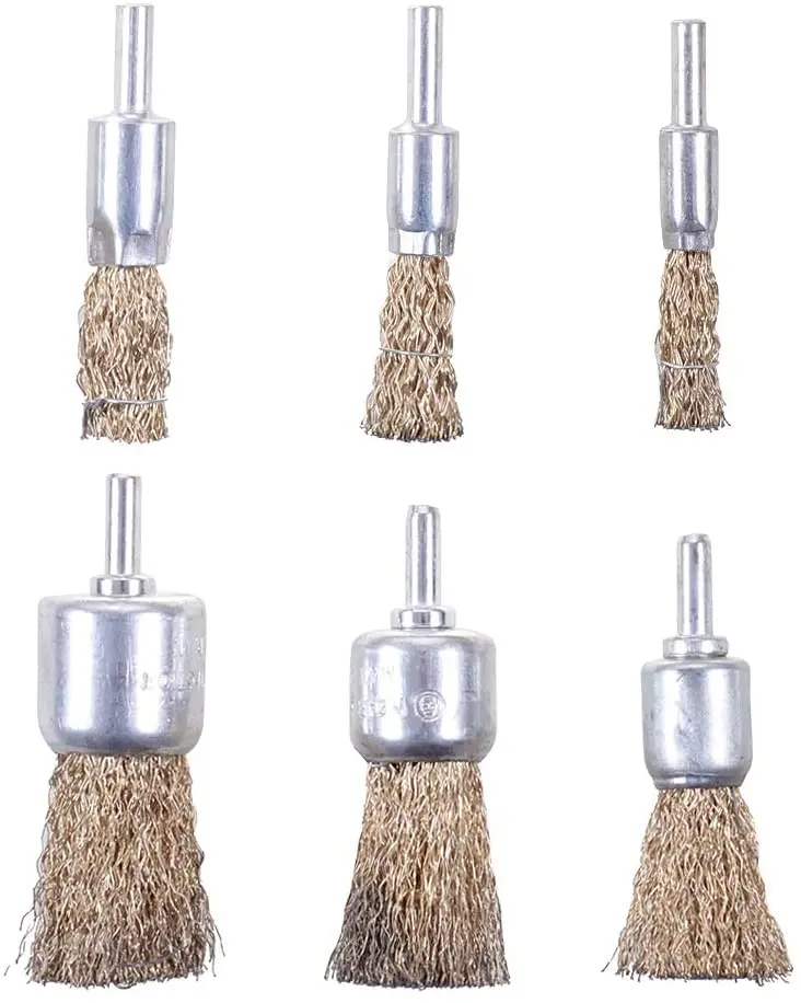 6Pcs Brass Brush Steel Wire Wheels Brushes Drill Metal Rust Removal Brush Set