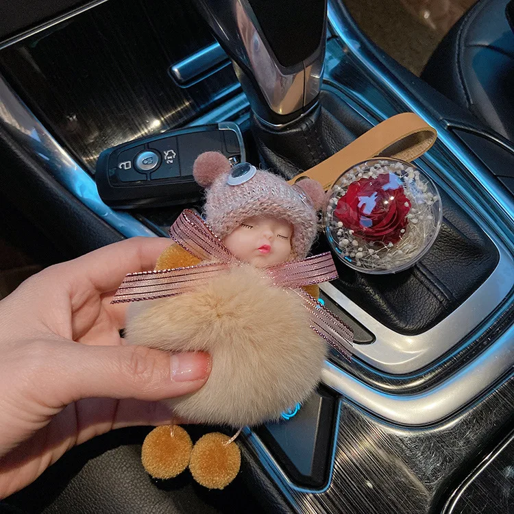 Mignon pompom bébé porte-clés peluche poupée breloque de sac_voghion.com
