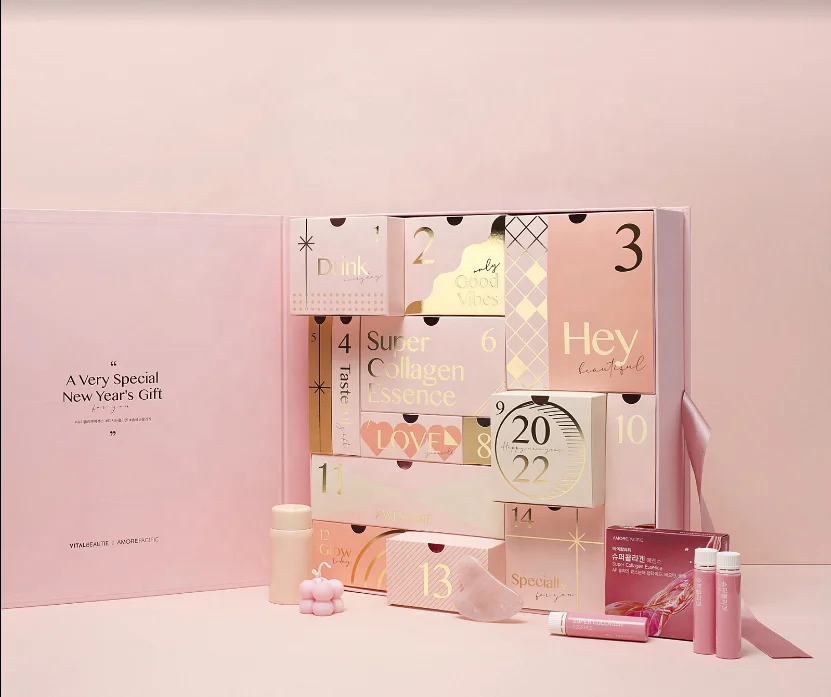 Customized ProductCustom Advent Calendar Empty Luxury Cardboard Paper Gift Beauty Cosmetic Packaging Countdown Advent