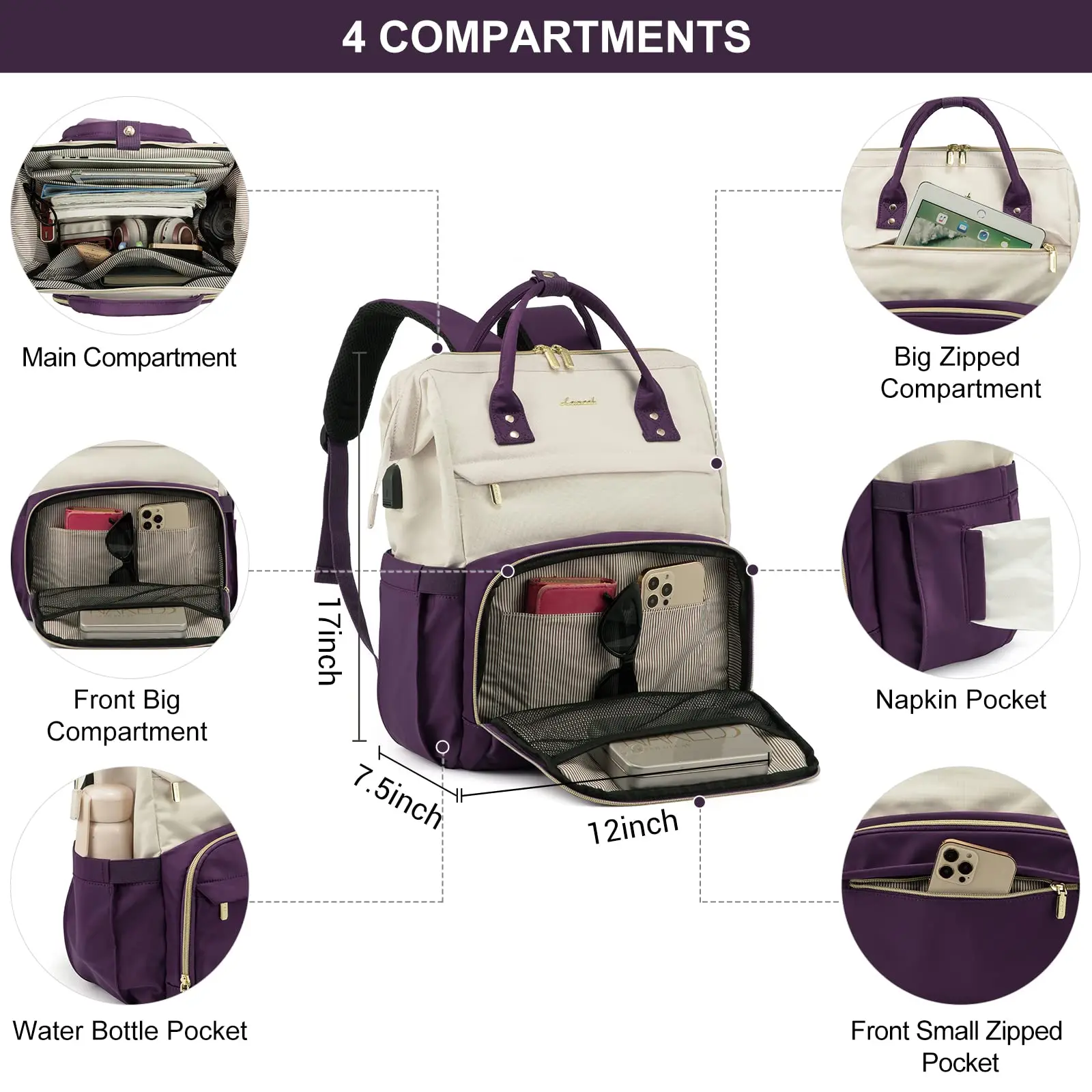 LOVEVOOK 4 piece Purple Beige 14\