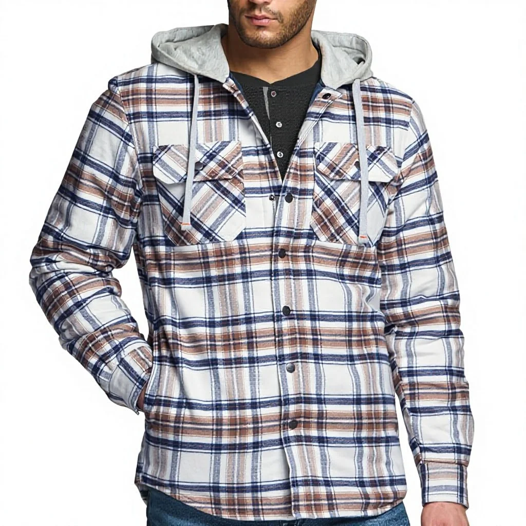 Custom New Men's Hooded Loose Ripped Hole Denim Coat Turn-down Collar Button Pocket Casual Clothing Winter Tops Plain Dyed
