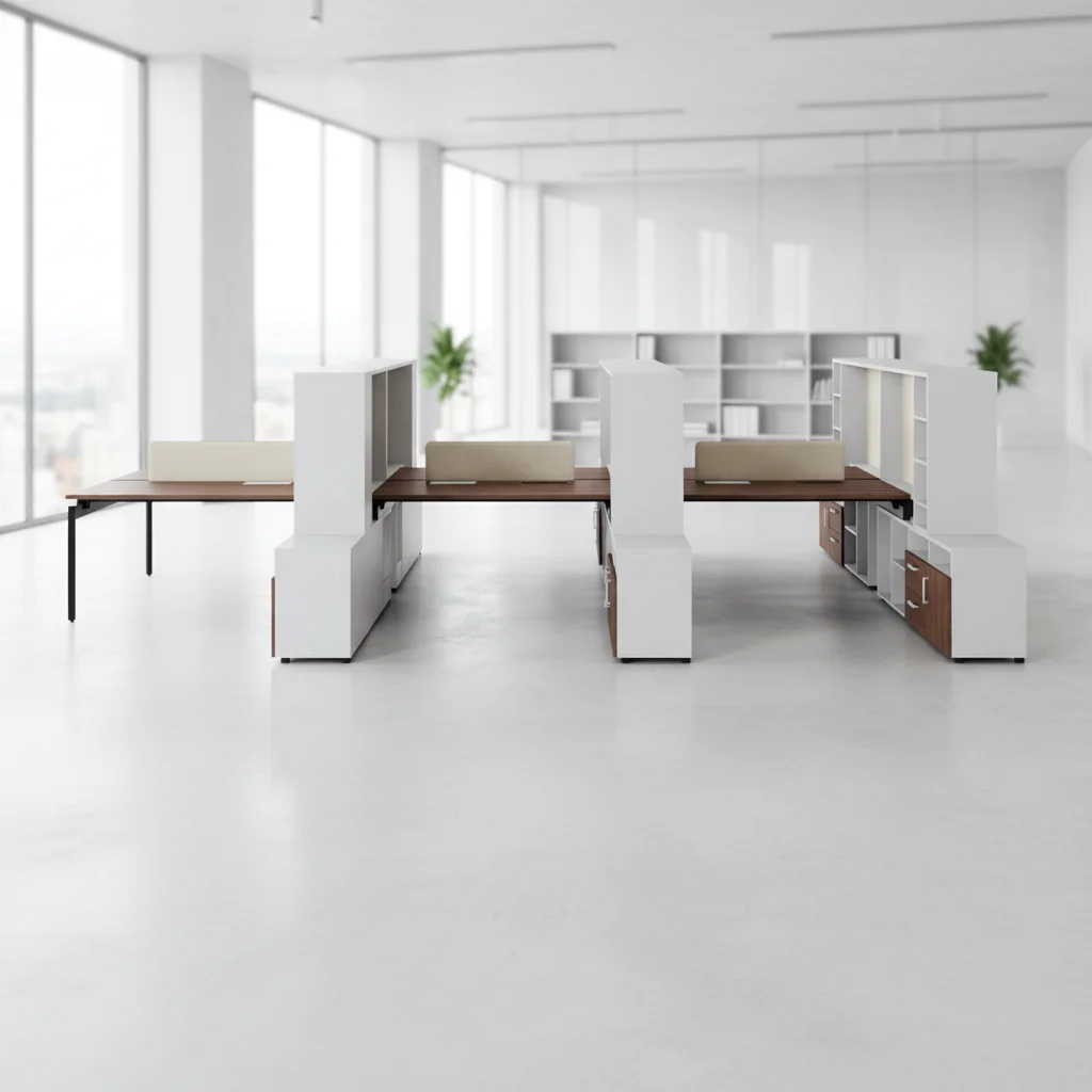 Advanced Team Desk Wooden Frame Multi-level Storage Professional Workspace Modern Ergonomic Features Open Office Standing Desks 6