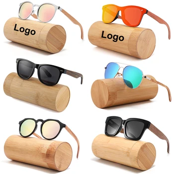 Wholesale ECO Friendly  Custom Logo Unisex Designer Retro TAC Mens Wooden Custom Polarized Sunglasses Bamboo