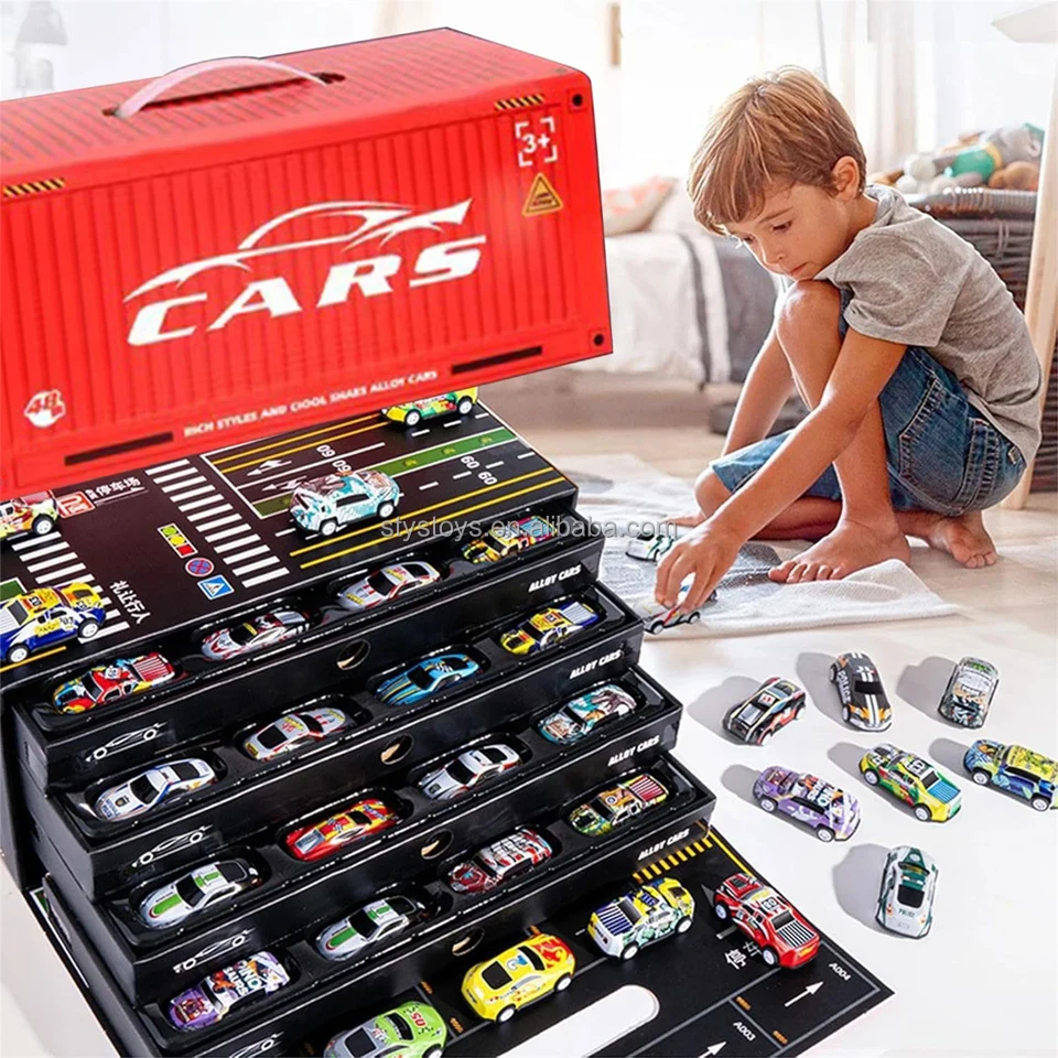 YS TOY Storage Box - 48pcs Mini Diecast Toys Racing Collection