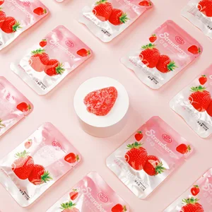 Wholesale Strawberry Flavored Fruitaceous Soft Candy Cake Glucose Syrup Coated for Office Leisure Snacks Weddings Bags Included