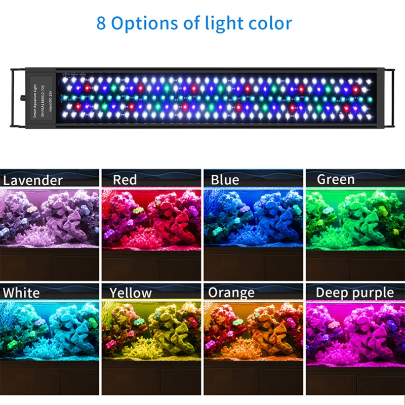 Smart Freshwater Planted Spectrum High Frequency with Battery 12-55 Inch Led Aquarium Light WRGB Luminous with Controller