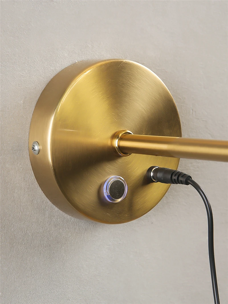 Modern Led Wall Lights Battery Operated Touch Switch Gold Wall Light