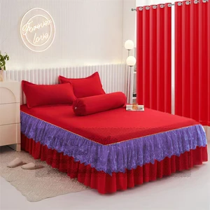Bed Skirt 6-piece Set with Curtain Factory Wholesale Cotton Products Bedding Set