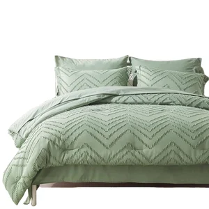 Rancho Queen Comforter Set Green Tufted Bed in a Bag 6 Pieces with Comforters and Sheets All Season Bedding Sets