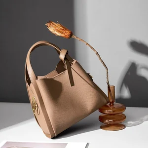 A-234 Cowhide Bucket Bag New Style Genuine Leather Crossbody Handbag Fashionable Genuine Leather Woman Bag