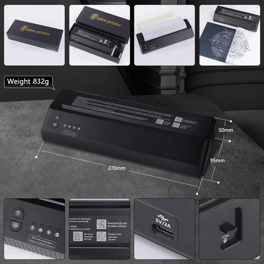 XNET MHT-P8008 Portable Tattoo Printer - Thermal & Wireless