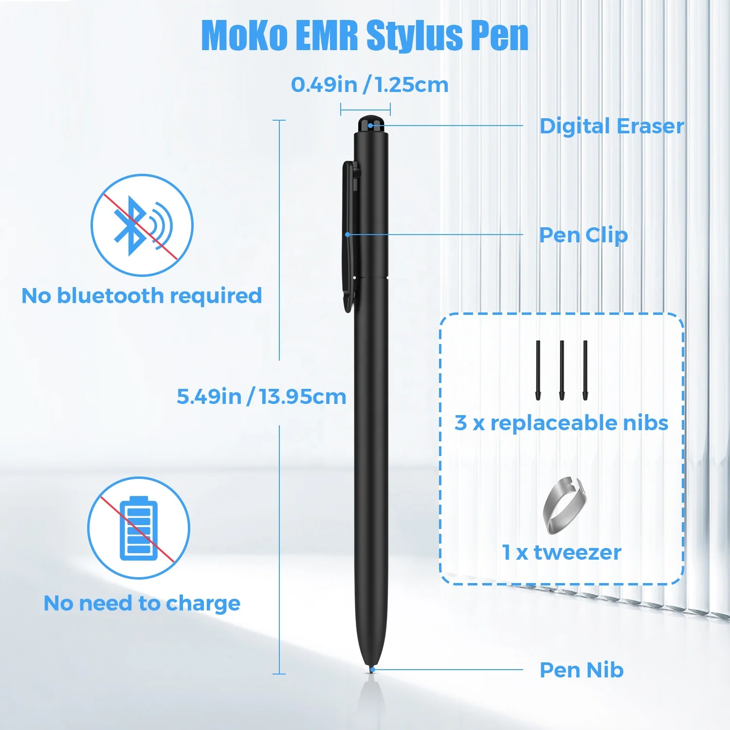 Moko Palm Rejection Universal EMR Stylus Pen 4096 Sensitivity for