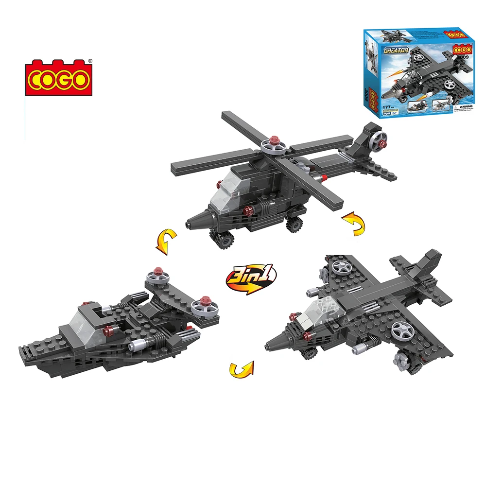 COGO 3 in 1 Building Blocks Deformation Spaceship Warplane Helicopter DIY Blocks Toys