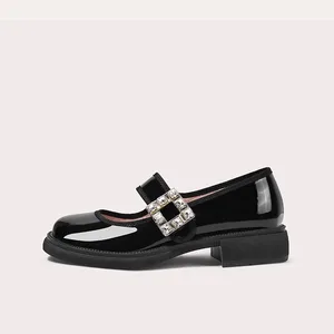 Lily Wei Princess Shoes Spring and Autumn New Black Small Leather Non-slip Designer Sandals for Ladies Flat Luxury Elegant