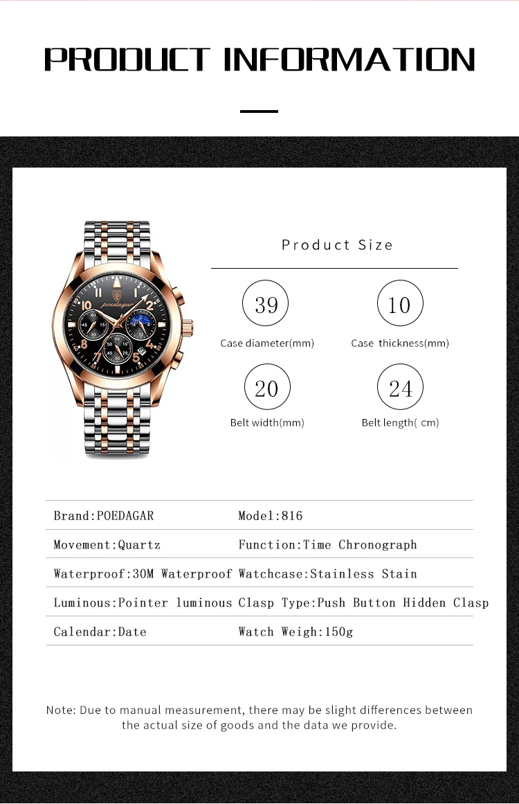 Poedagar 816 Tech Quartz Watch For Men