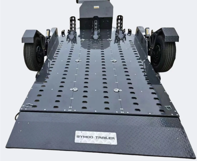Self  Tipping Remote Control Loading Ramp Ribbed Steel Floor Small Motorbike Trailer