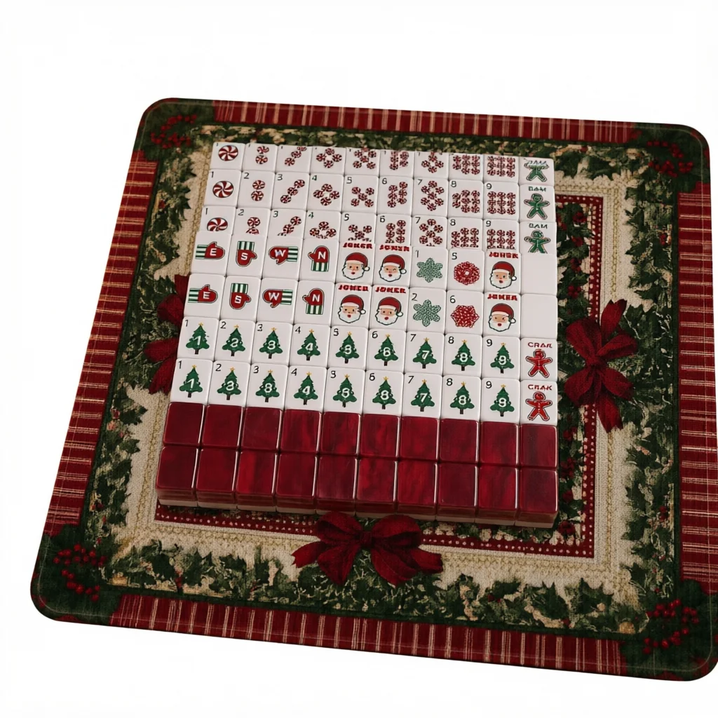 Custom Modern Luxury Christmas Design American Mahjong Set Tiles Acrylic Material Festival Theme Mahjong Game for Bulk Order