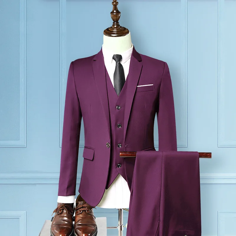 Weste, Hose, dreiteiliges Set, hochwertiger, maßgeschneiderter Sportmantel und Blazer für Herren, Anzug, Business_voghion.com