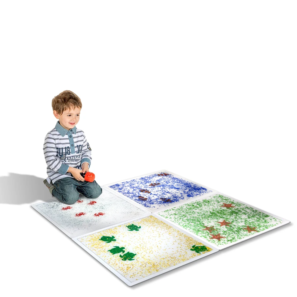 11.8Inch/19.7Inch Preschool Educational Sensitive Liquid Gel Floor Tile Sensory Equipment Game Toys for Autistic Children