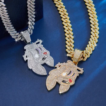 Collana con targhetta Icy Baguette: ciondolo personalizzato in zircone cubico, catena cubana Hip Hop