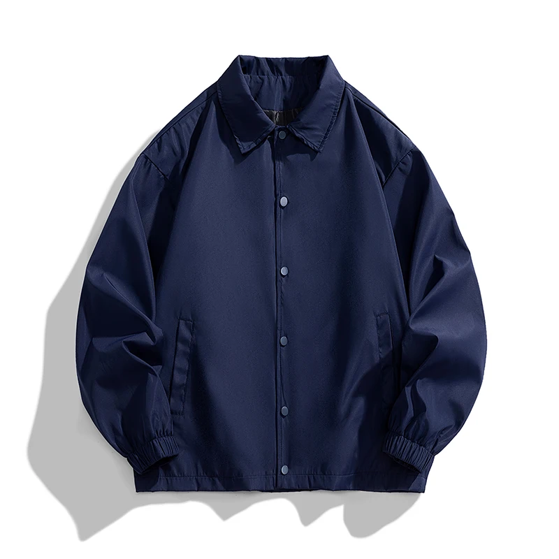Neutral Loose Style Spring with Custom Single Breasted Closure Polyester Windbreaker Jackets men_voghion.com