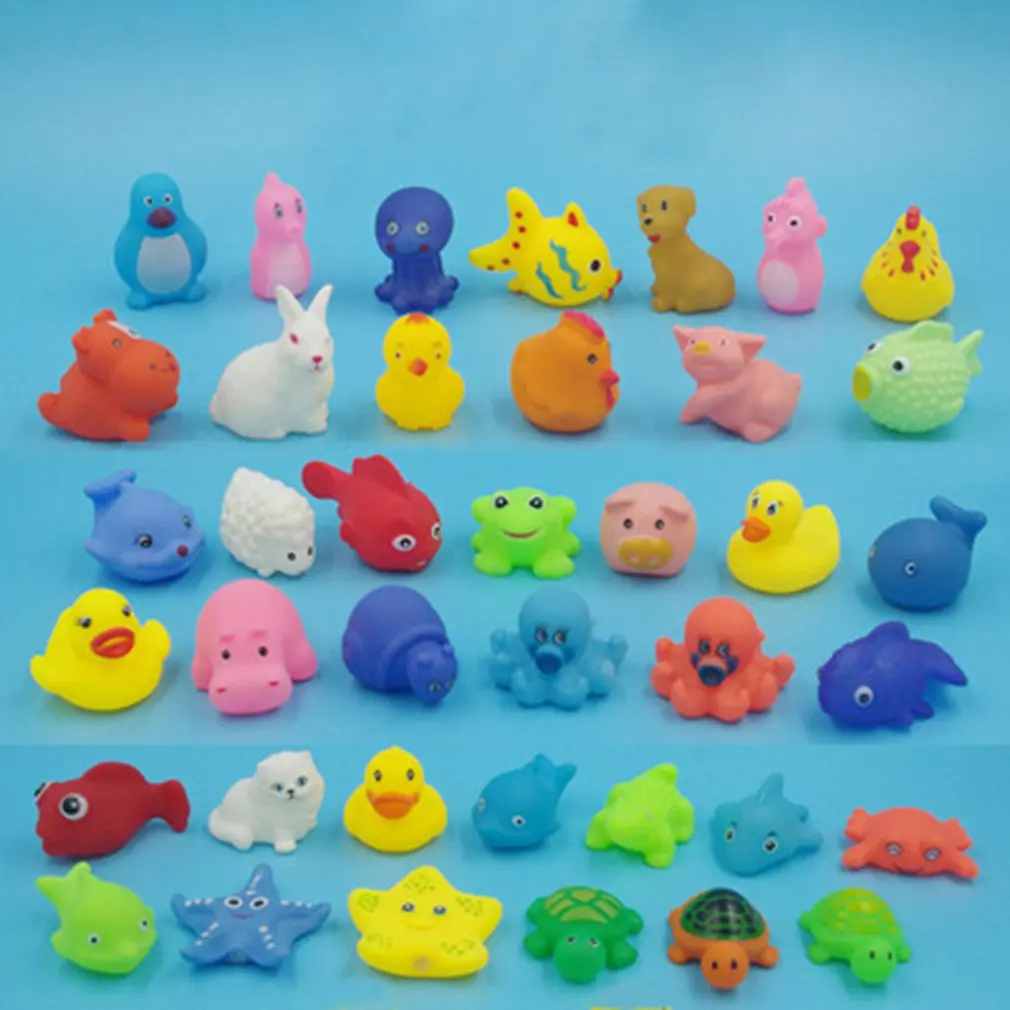 Toddlers Swimming Dabbling Water Toys Safe PVC Material Squeaky Soft Plastic Cartoon Animal Bath Toy For Baby 2