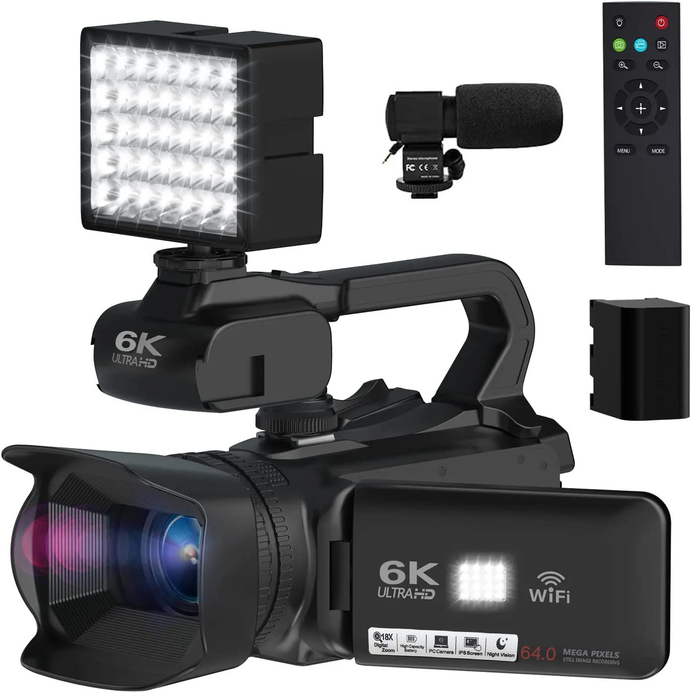 ビデオカメラ 4k Amazon | ビデオカメラ 4K 64MP 18x デジタル ズーム ビデオ カメラ、4