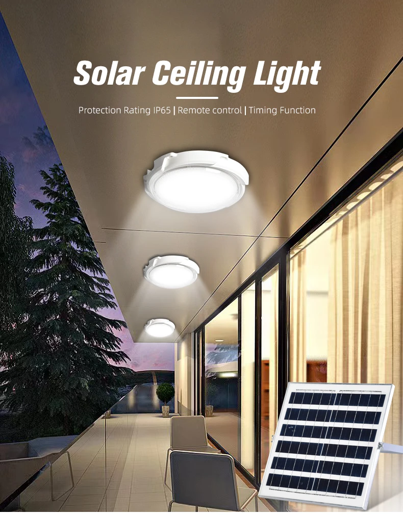 Outdoor Indoor Lighting Waterproof Ip65 Solar Led Ceiling Light With