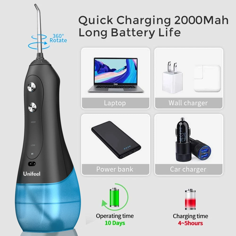 Unifeel 2021 Water Flosser Diy Mode High Speed Big Enphuly aero Travel White Pro Wireless Charging Cable Dentales Water Flosser