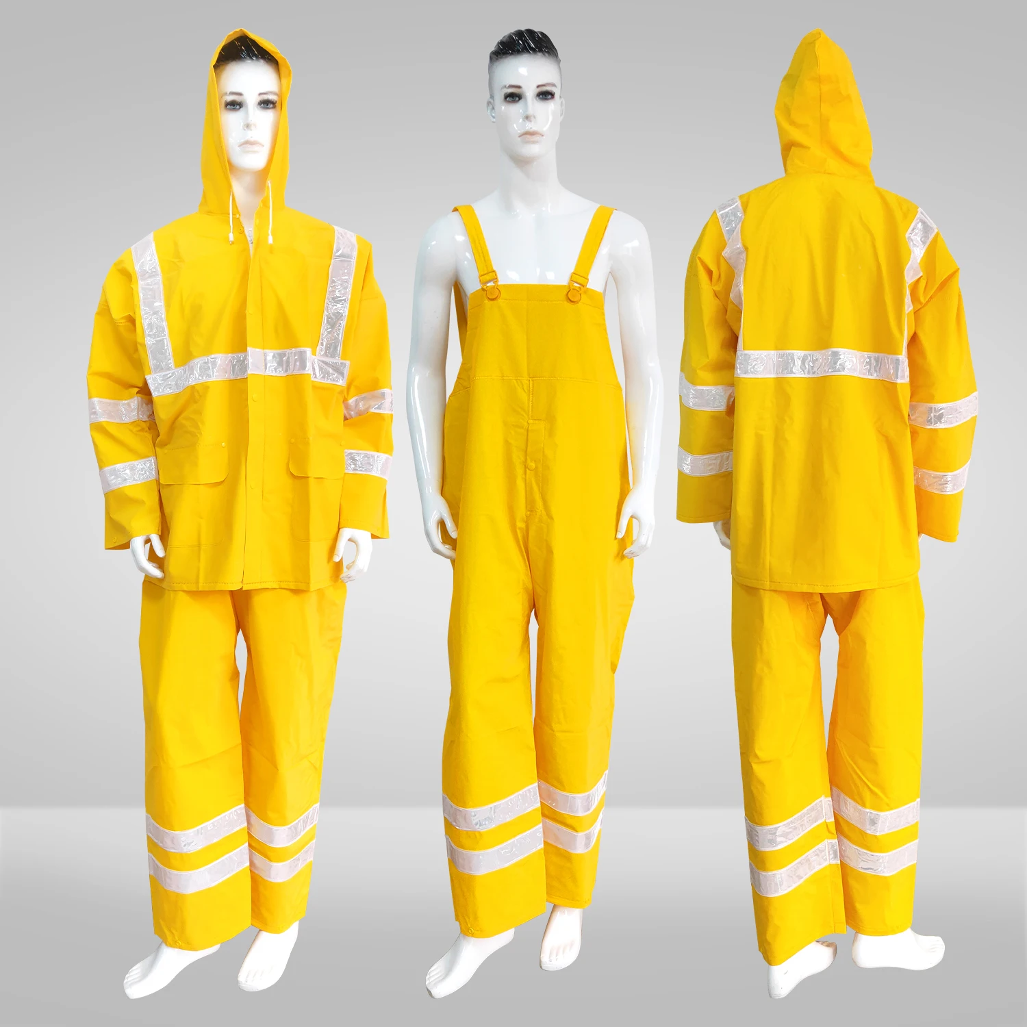 PVCポリエステル フード レインコート ワークウェア ユニセックスの2枚組ハイヴィス レインコート 7