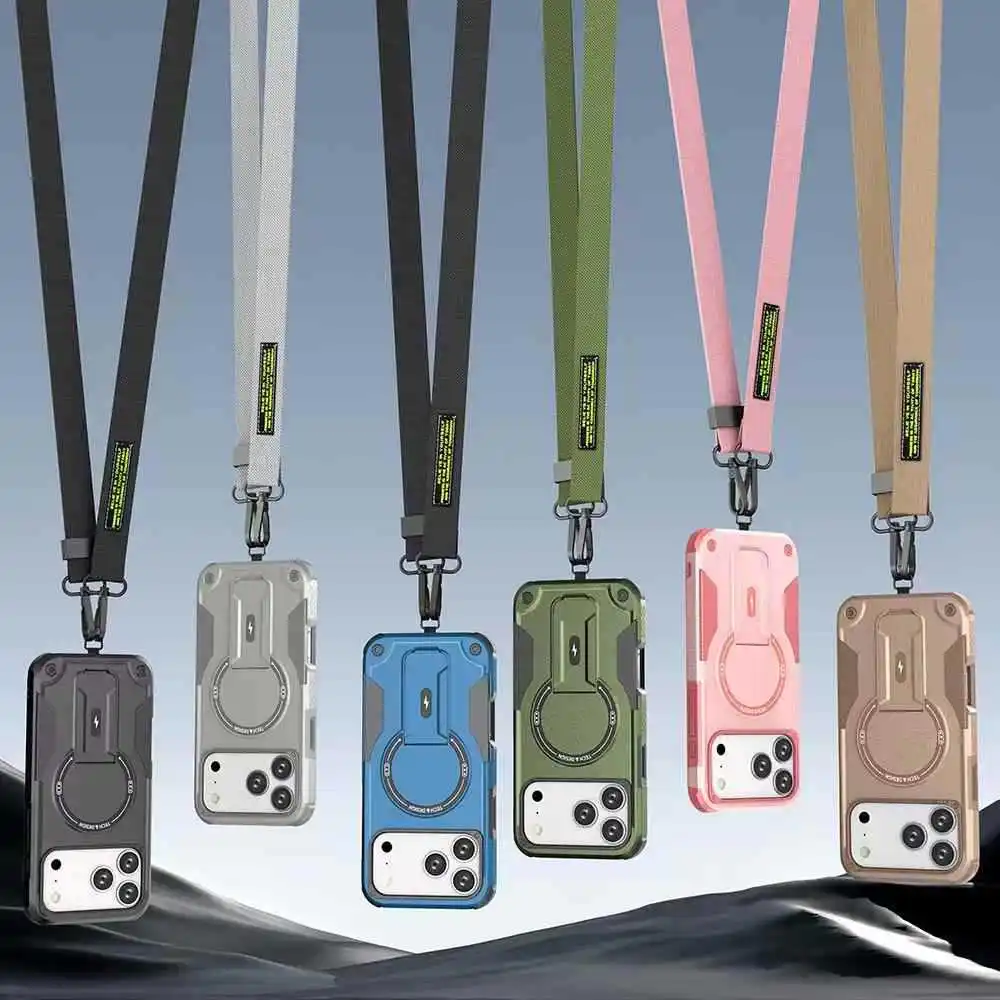 Magical 3 in 1 TPU PC  Phone Case Lanyard Bundesliga Magnetic Holder for Apple for iPhone 17 Pro Max Perfect Gift Boxed