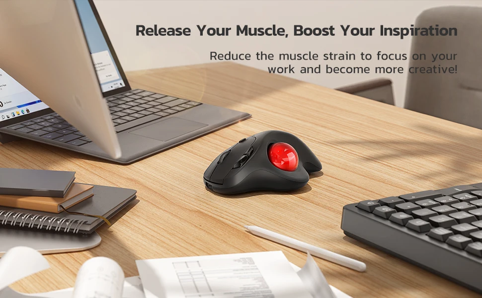 Souris trackball mini sans fil pour droitier, rechargeable, ergonomique, facile à contrôler avec le pouce, suivi optique précis et fluide, lecteur d'empreintes digitales