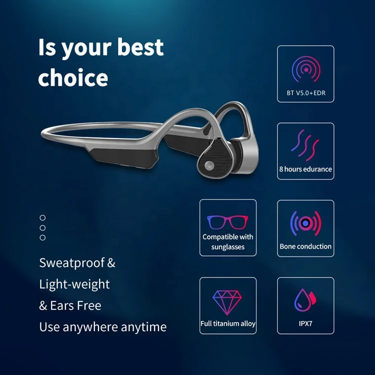 Лидер продаж Amazon, Спортивная гарнитура с открытыми ушами, IPX7, водонепроницаемые беспроводные наушники с костной проводимостью, наушники с микрофоном