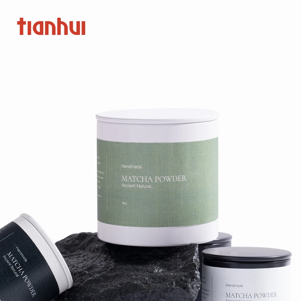 Tianhui Round Metal Tin Boxes  Matcha Spice Powder Cans Packaging Containers