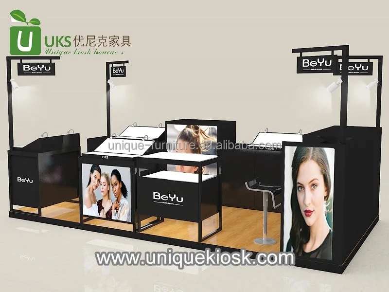 Special Cosmetic Display Stands Customized Makeup Stands Shopping Mall Makeup Booth Design
