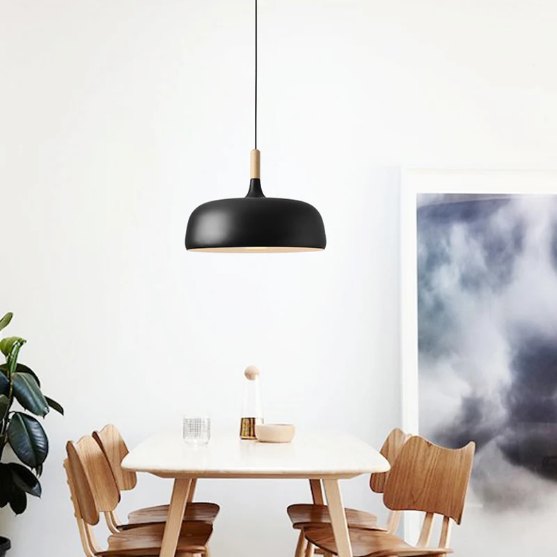 Nordic Pendant Lamp Modern Ceiling Oak Wood Pendant Light Kitchen Dining Table Bedroom Decorative Hanging Lighting Fixture